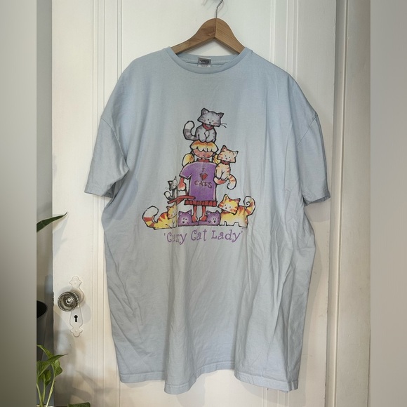 Crazy Cat Lady nightshirt 100% cotton oversized sleep shirt - Picture 1 of 6